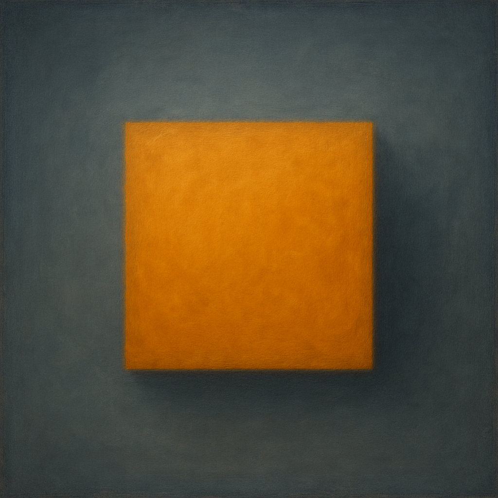 Cadmium Amber & Slate Grey Block No. 10 - Modern Fine Art Oil Painting - View 1