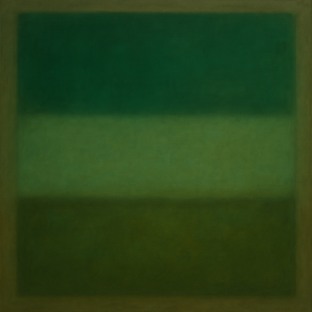 Forest Emerald & Deep Moss Contemplative Field No. 10 Oil Painting - View 1