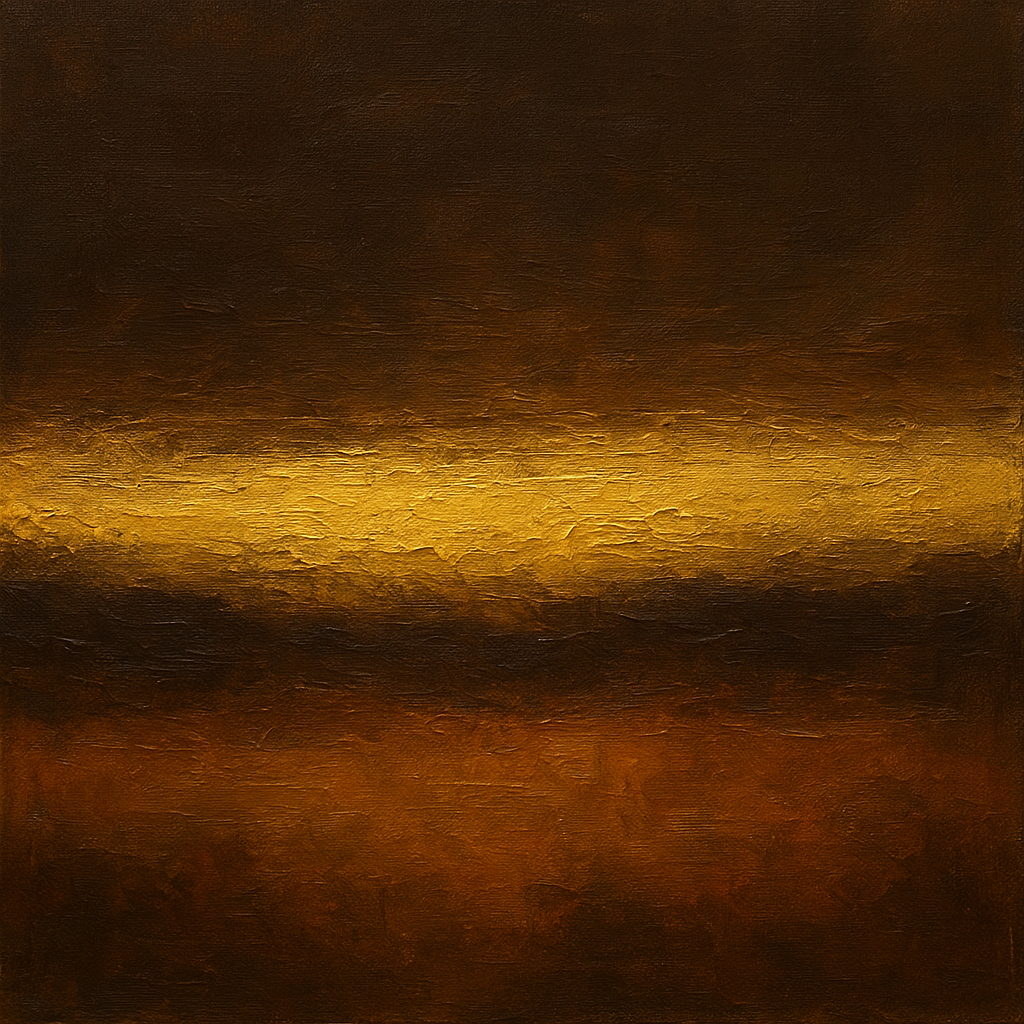 Espresso Velvet & Gilded Horizon No. 2 Oil Painting - 100% Hand-Painted Master Oil Painting