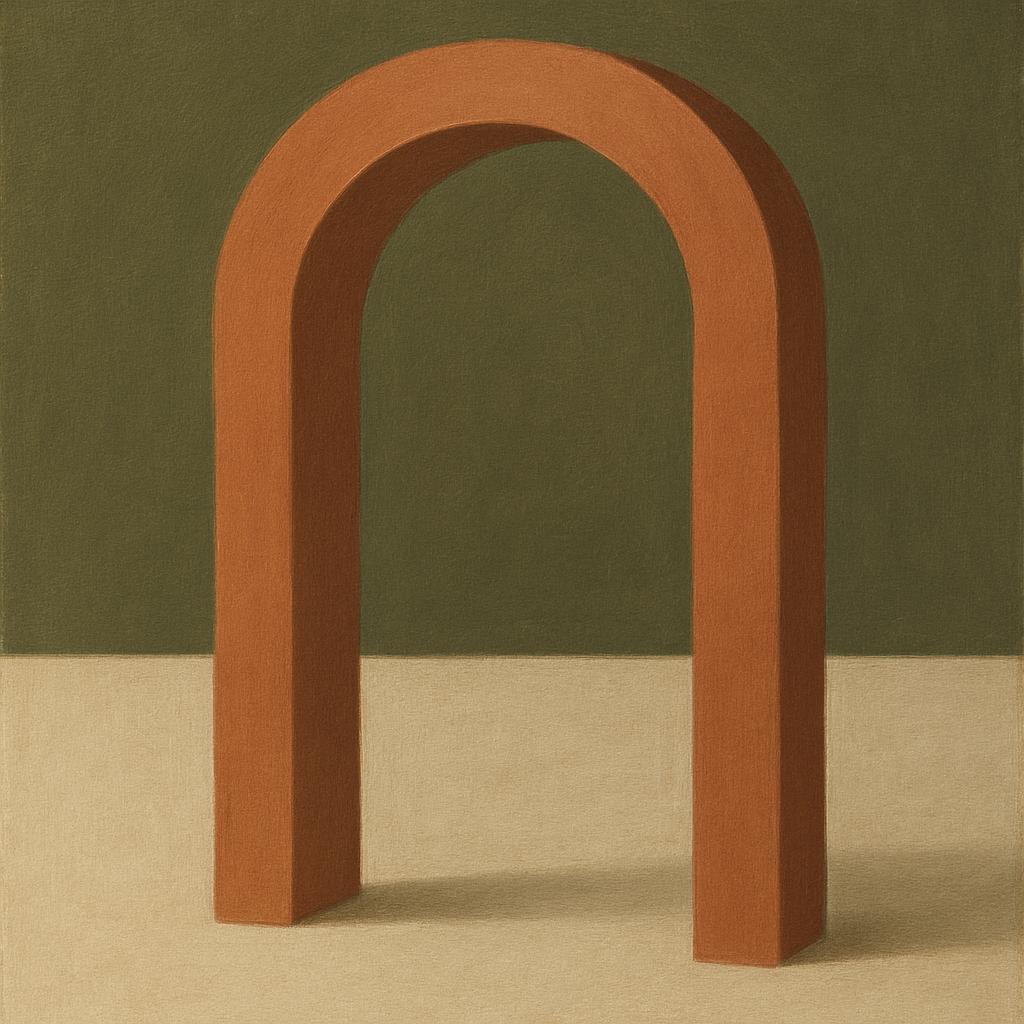 Terracotta Clay & Cream Arch No. 4 - Modern Fine Art Oil Painting - View 1