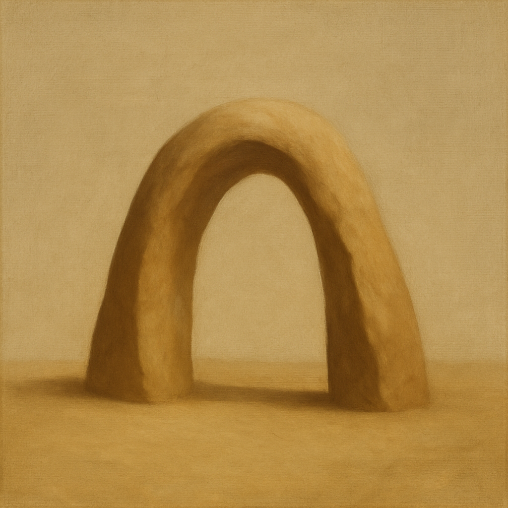 Warm Beige Travertine Arch No. 1 - Modern Fine Art Oil Painting - View 1
