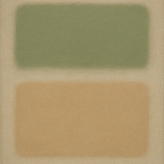 Sage Olive & Pale Sandstone Minimalist Harmony No. 6 Oil Painting - View 1