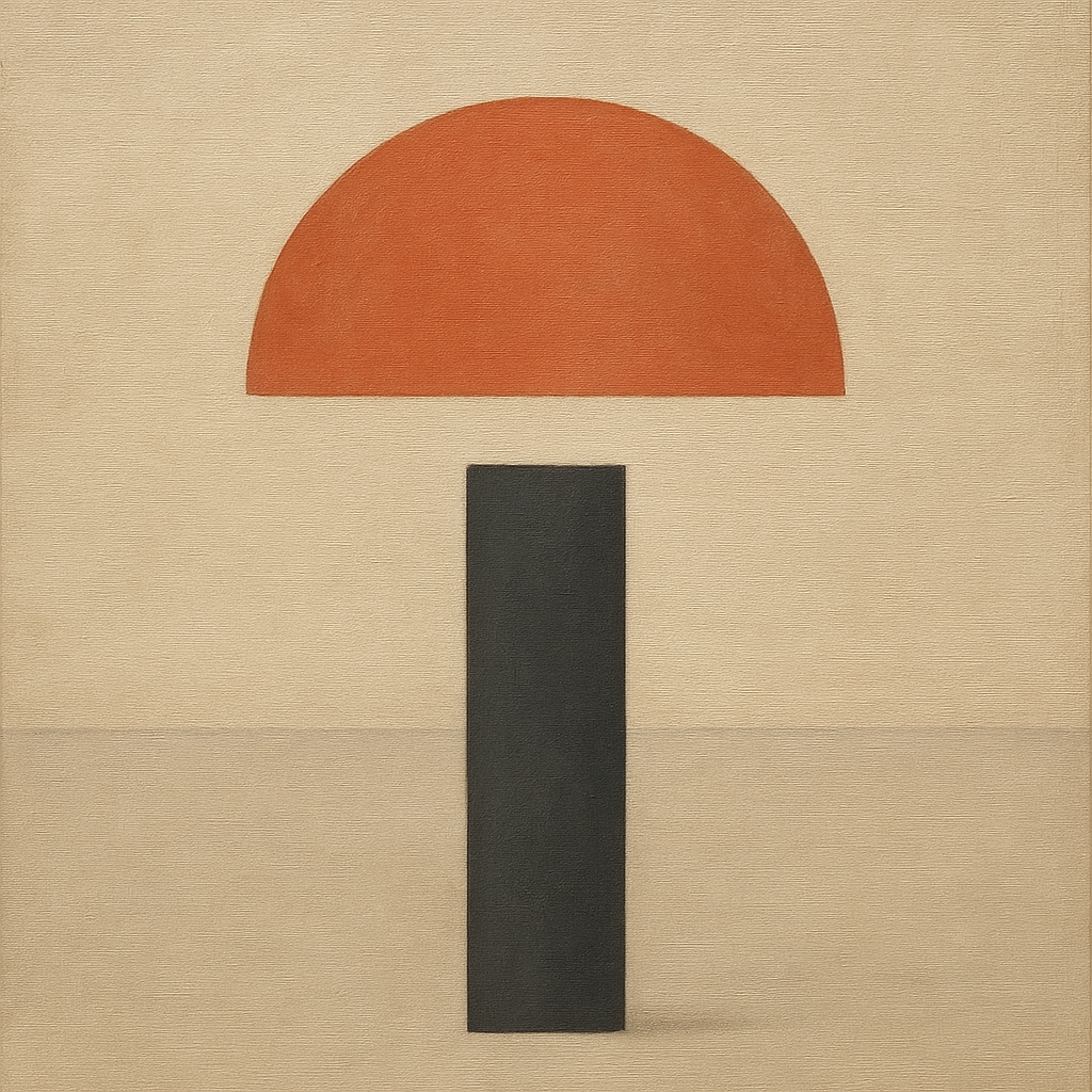 Semicircle Horizon & Minimalist Pillar No. 17 Oil Painting - View 1