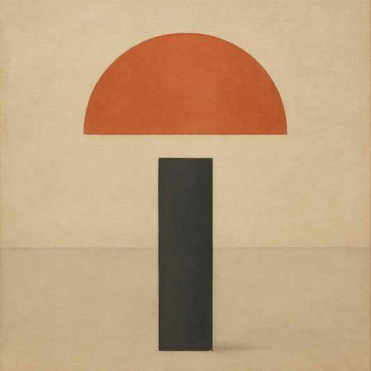 Semicircle Horizon & Minimalist Pillar No. 17 Oil Painting 100% Hand Painted Oil on Belgian Linen Canvas, Original Fine Art Wall Decor