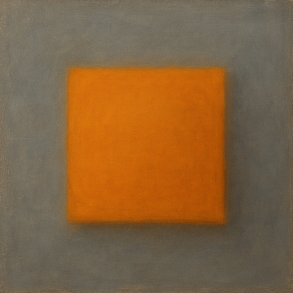 Cadmium Amber & Slate Grey Block No. 10 - Modern Fine Art Oil Painting - View 1