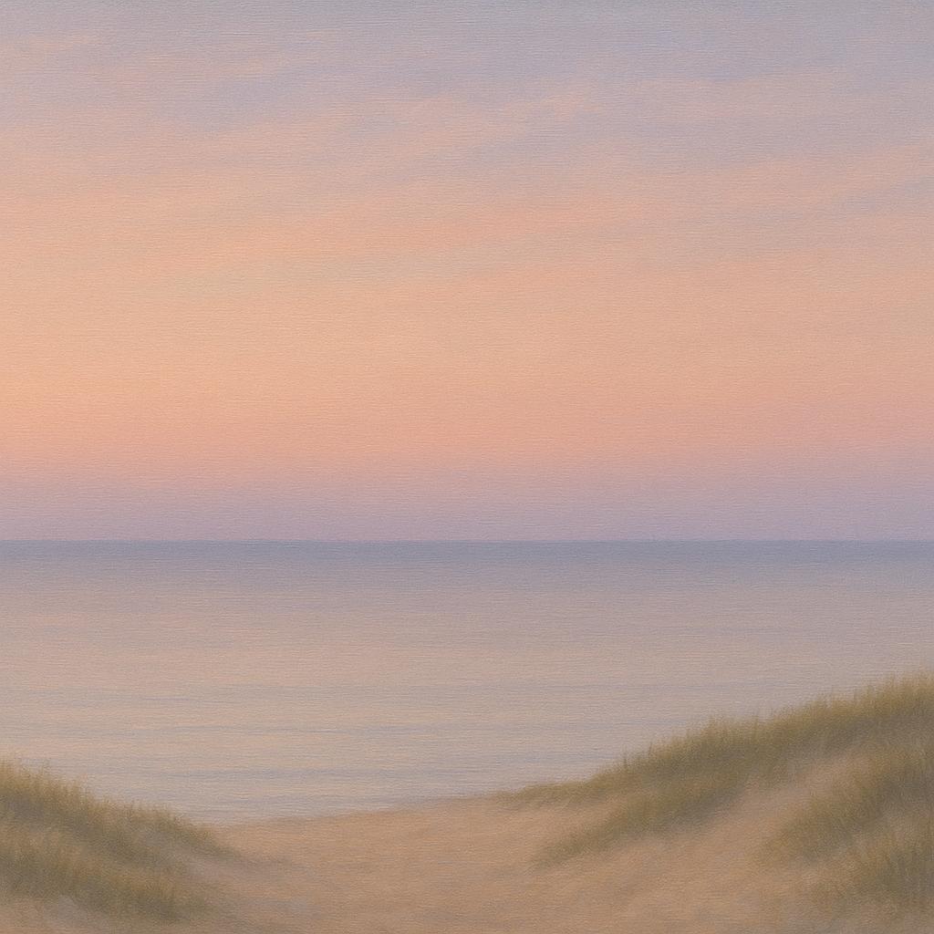 Pastel Dusk Horizon over Calm Atlantic Waters No. 14 Oil Painting - View 1