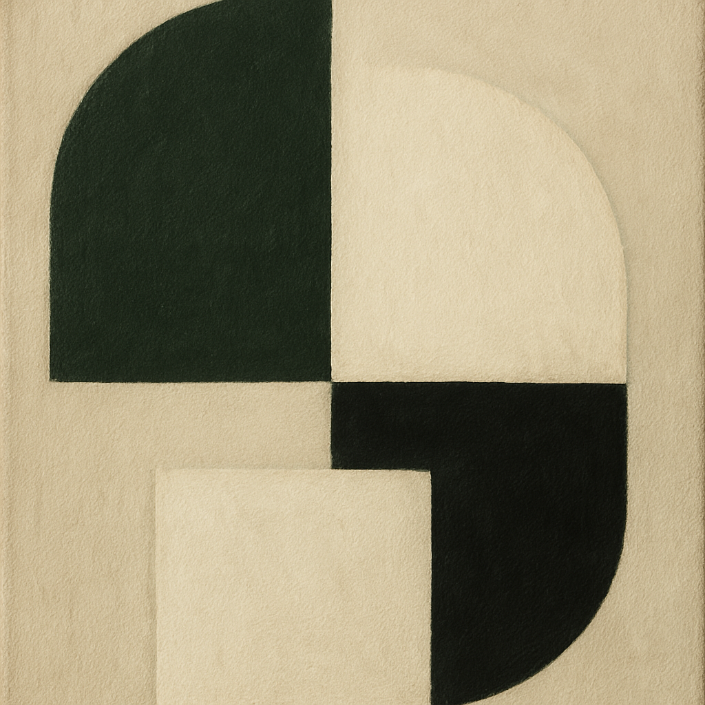 Forest Emerald & Chalk Interlock No. 6 - Modern Fine Art Oil Painting - View 1