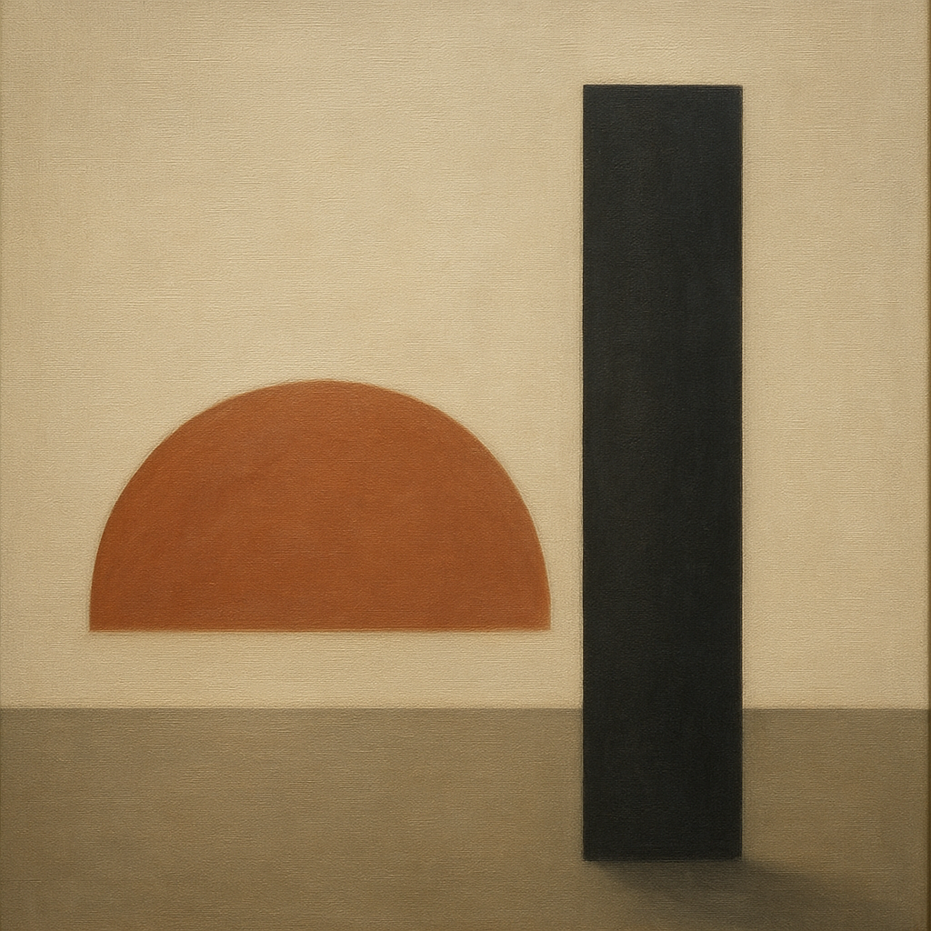 Semicircle Horizon & Minimalist Pillar No. 10 Oil Painting - View 1