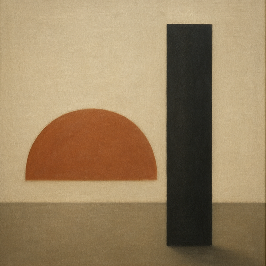 Semicircle Horizon & Minimalist Pillar No. 10 Oil Painting 100% Hand Painted Oil on Belgian Linen Canvas, Original Fine Art Wall Decor