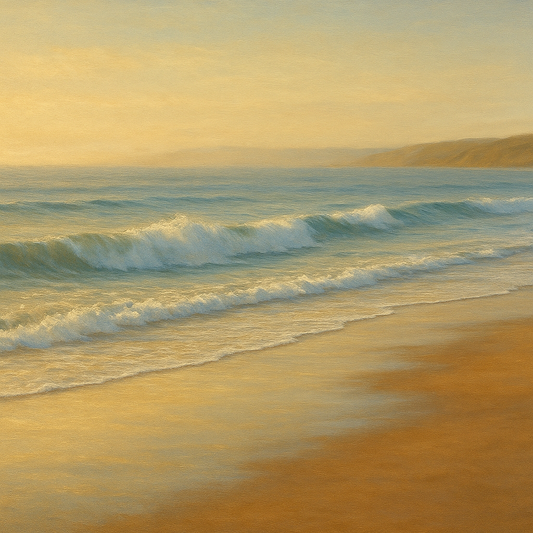 Gentle Breaking Waves & Wet Beach Reflection No. 2 Oil Painting - View 1