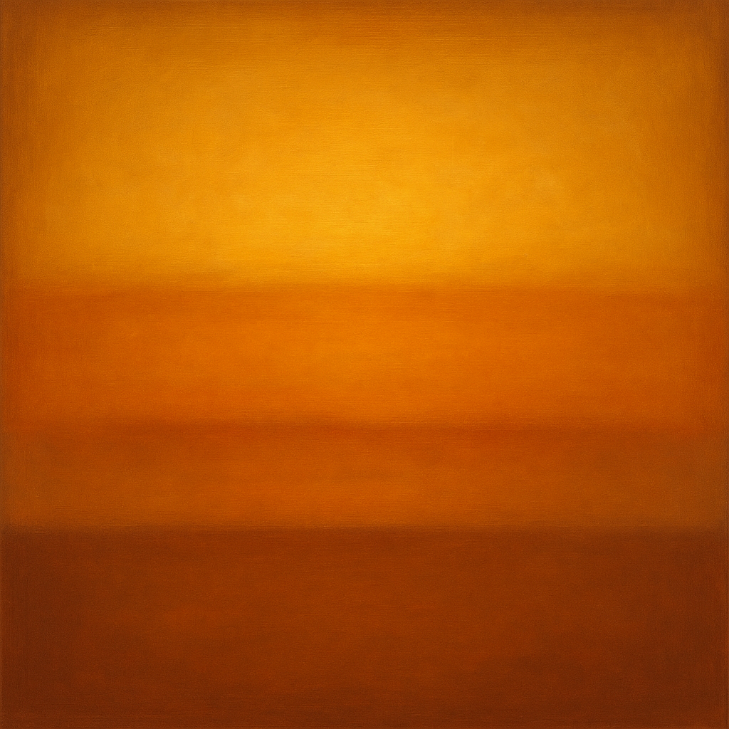 Warm Amber & Raw Sienna Sunset Meditation No. 13 Oil Painting - View 1