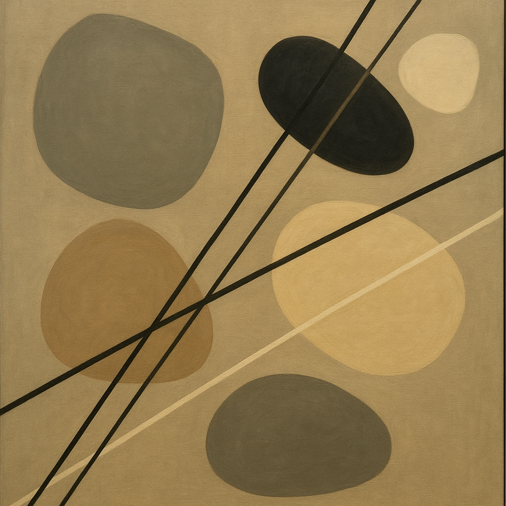 Organic Pebble Contours & Slanted Lines No. 5 Oil Painting - View 1