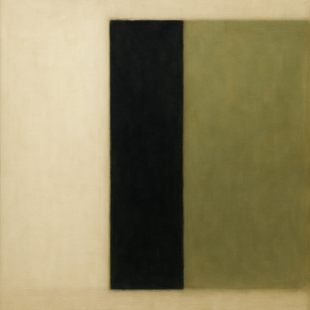 Deep Charcoal & Bone Monolith No. 1 - Modern Fine Art Oil Painting - View 1