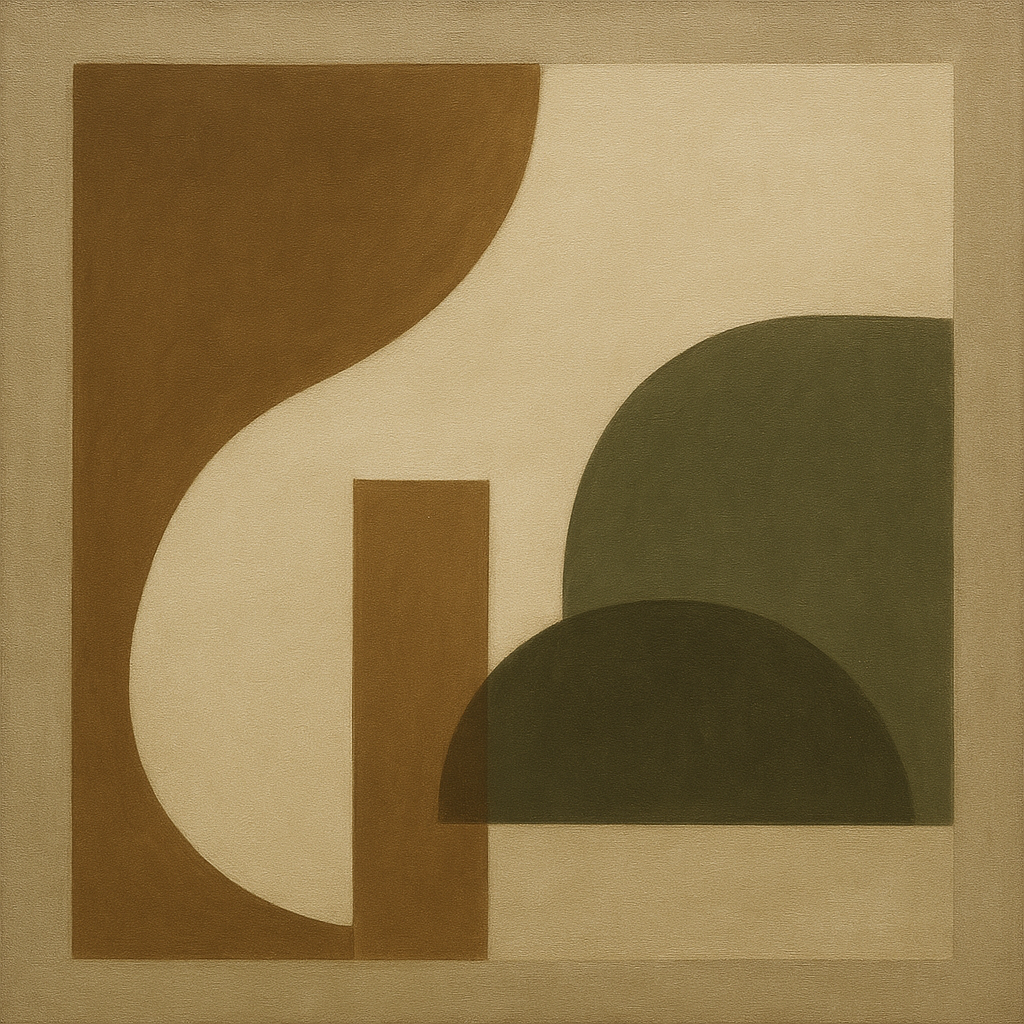 Minimalist Asymmetrical Balance in Raw Umber No. 3 Oil Painting 100% Hand Painted Oil on Belgian Linen Canvas, Original Fine Art Wall Decor