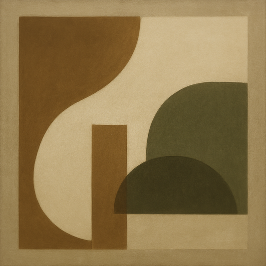 Minimalist Asymmetrical Balance in Raw Umber No. 3 Oil Painting 100% Hand Painted Oil on Belgian Linen Canvas, Original Fine Art Wall Decor