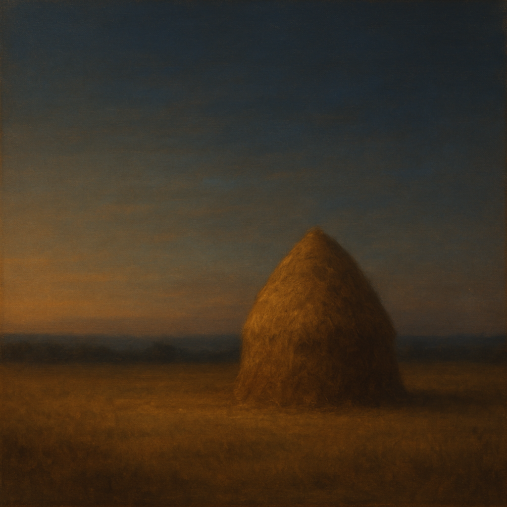 Dusk Horizon over Weathered Haystack No. 10 Oil Painting - View 1