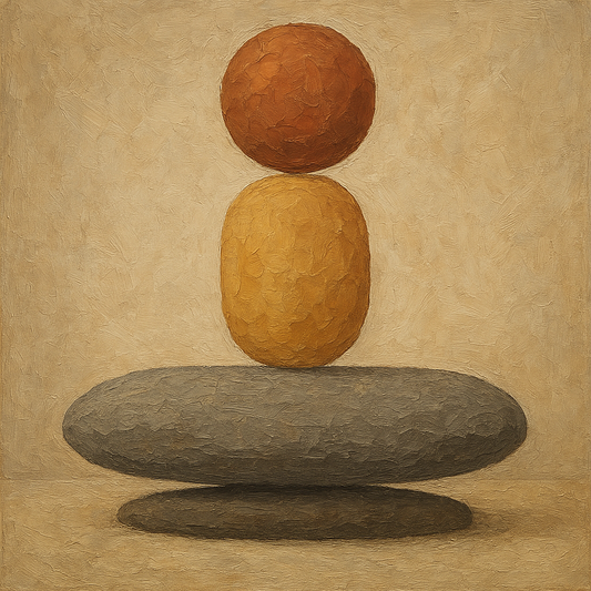 Ashen Earth and Ochre Balance Oil Painting - View 1