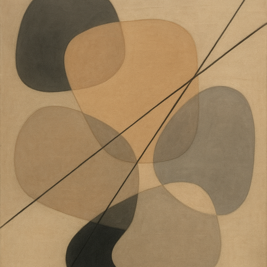 Organic Pebble Contours & Slanted Lines No. 16 Oil Painting - View 1