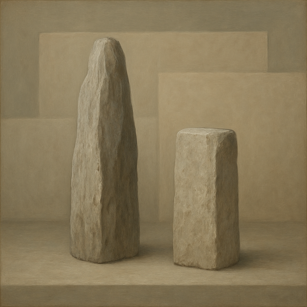 Driftwood Grey & Weathered Stone Monolith No. 10 Oil Painting - View 1