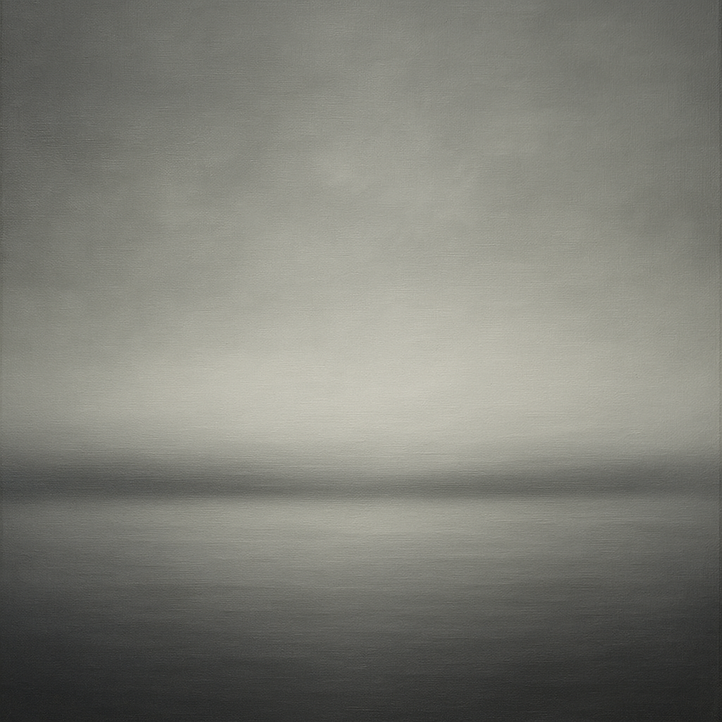Monochrome Charcoal Drift & Soft Sfumato Horizon No. 12 Oil Painting 100% Hand Painted Oil on Belgian Linen Canvas, Original Fine Art Wall Decor