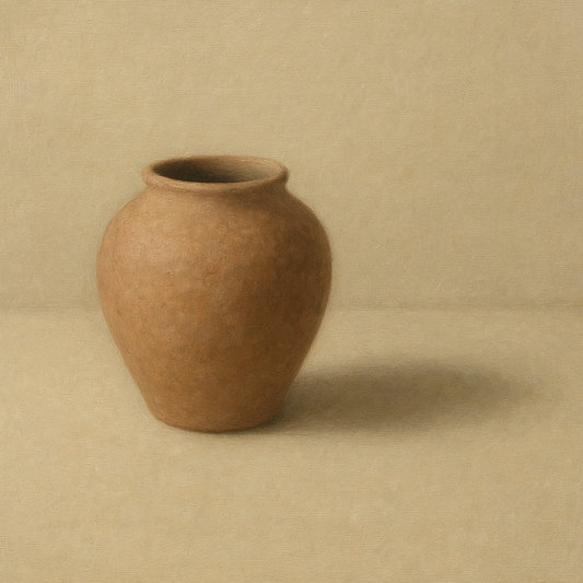 Organic Clay Vessel & Solitary Shadow No. 20 Oil Painting 100% Hand Painted Oil on Belgian Linen Canvas, Original Fine Art Wall Decor