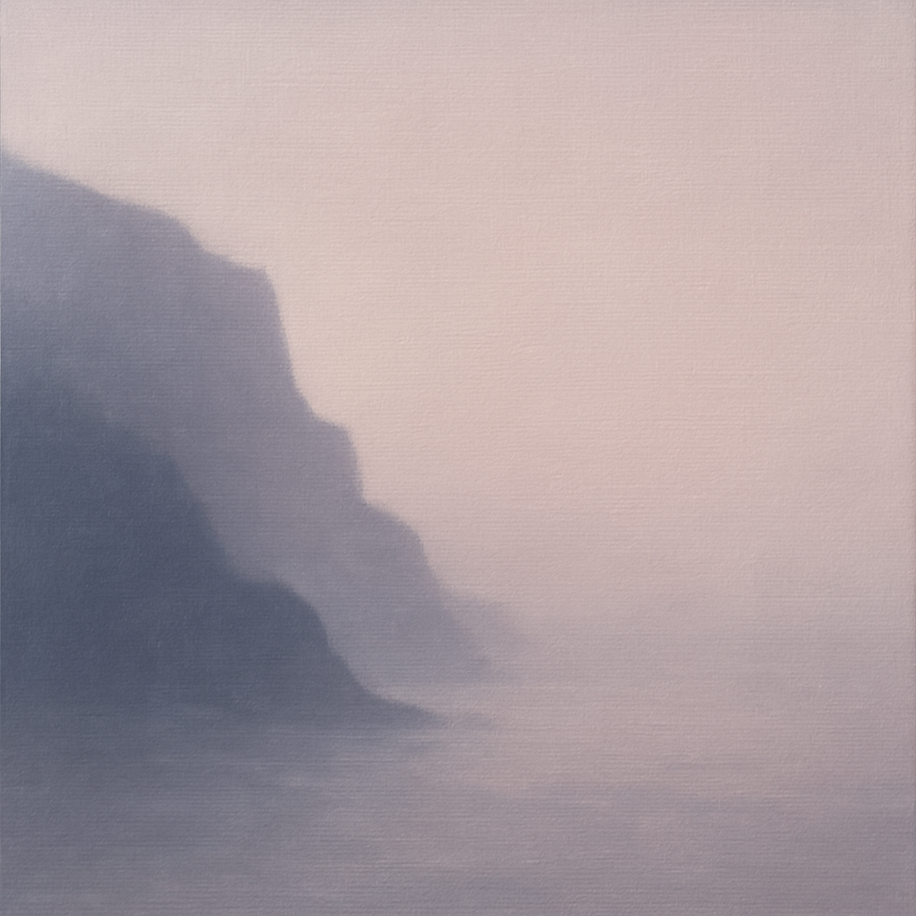 Solitary Headland in Fog No. 9 - Modern Fine Art Oil Painting - View 1