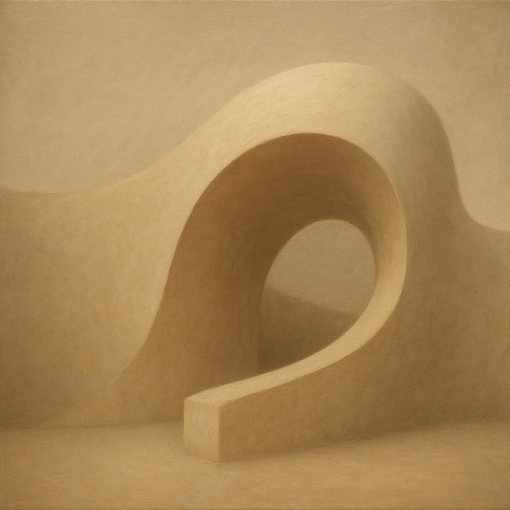 Soft Architectural Curve in Desert Bone No. 6 Oil Painting 100% Hand Painted Oil on Belgian Linen Canvas, Original Fine Art Wall Decor