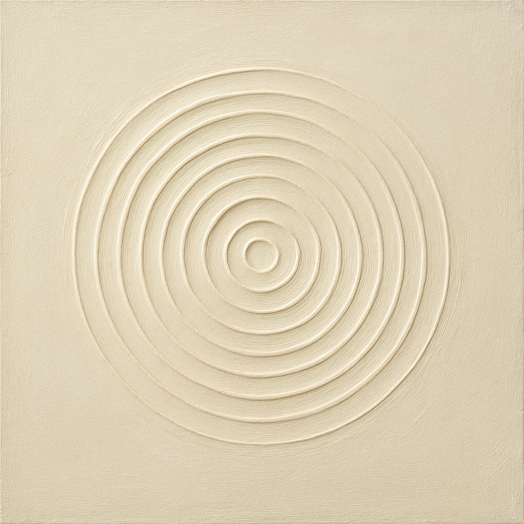 Concentric Zen Circles in Ivory No. 8 - Modern Fine Art Oil Painting - View 1