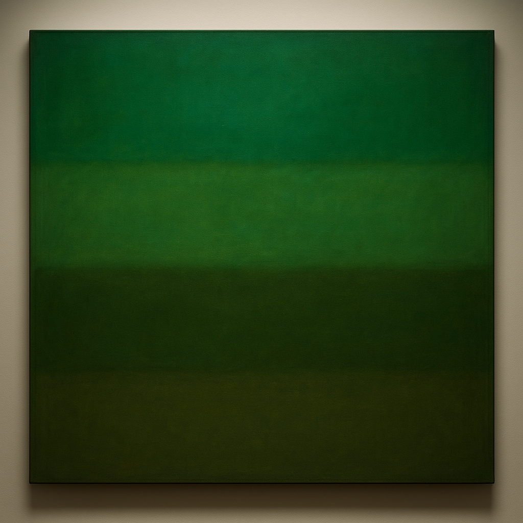 Forest Emerald & Deep Moss Contemplative Field No. 27 Oil Painting - View 1