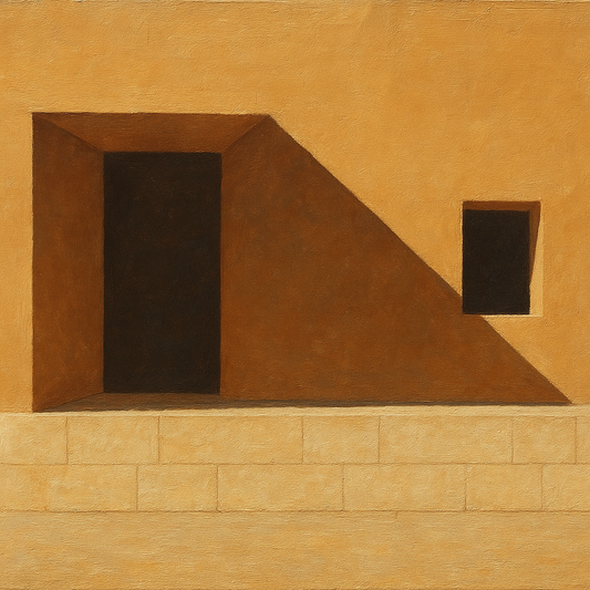 Minimalist Facade & Shadow Architectural Oil Painting - 100% Hand-Painted Master Oil Painting