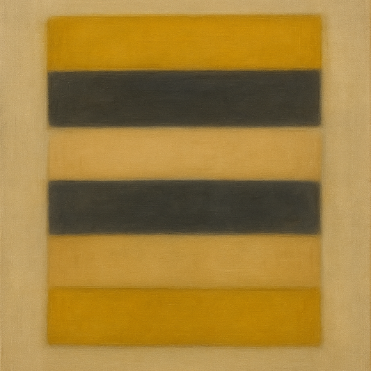 Stacked Horizon Blocks in Mustard & Charcoal No. 20 Oil Painting 100% Hand Painted Oil on Belgian Linen Canvas, Original Fine Art Wall Decor
