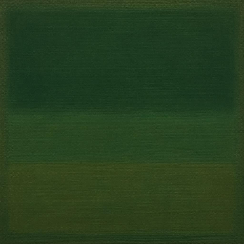 Forest Emerald & Deep Moss Contemplative Field No. 9 Oil Painting 100% Hand Painted Oil on Belgian Linen Canvas, Original Fine Art Wall Decor