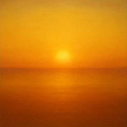 Warm Amber & Raw Sienna Sunset Meditation No. 5 Oil Painting 100% Hand Painted Oil on Belgian Linen Canvas, Original Fine Art Wall Decor