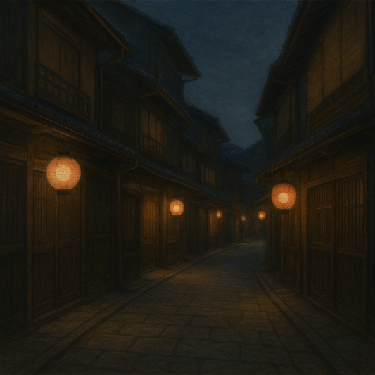 Old Kyoto Gion Alley in Soft Lantern Light No. 23 Oil Painting - View 1