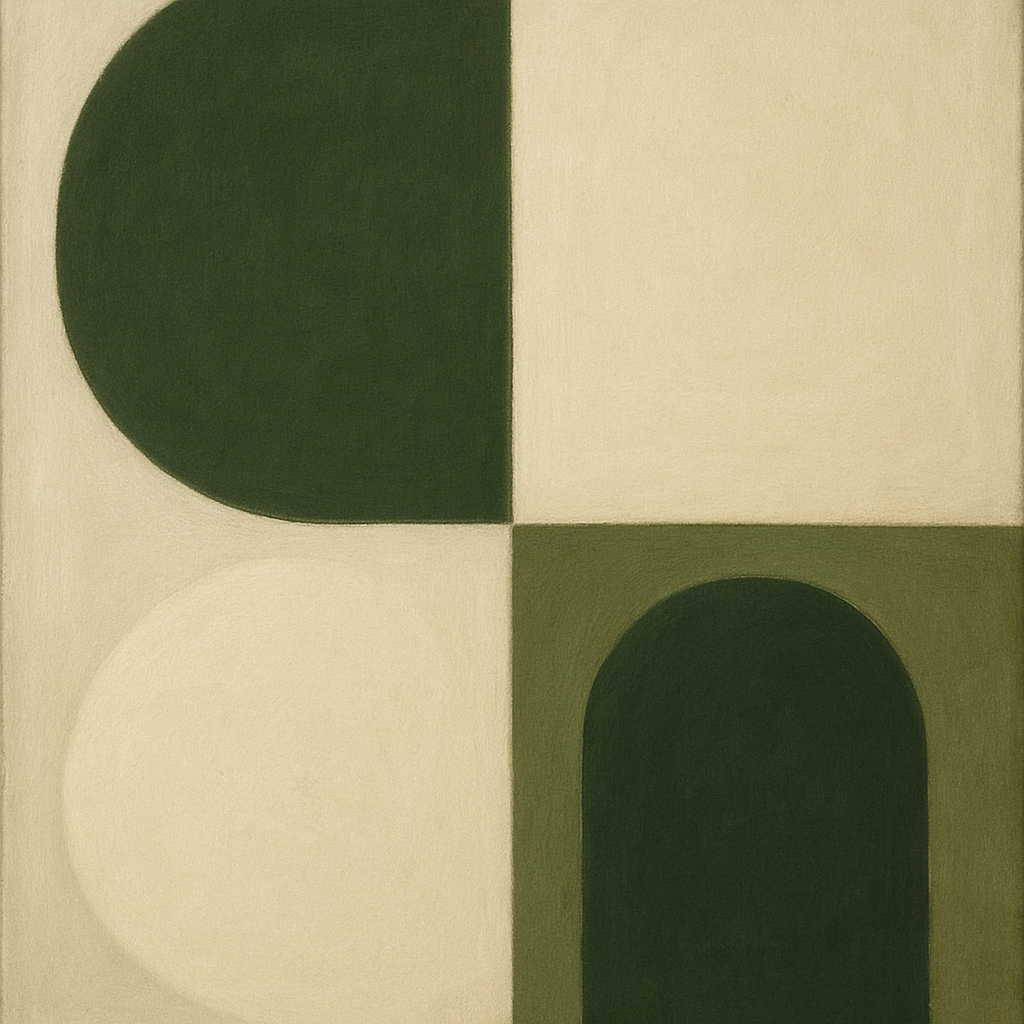 Forest Emerald & Chalk Interlock No. 6 - Modern Fine Art Oil Painting - View 1
