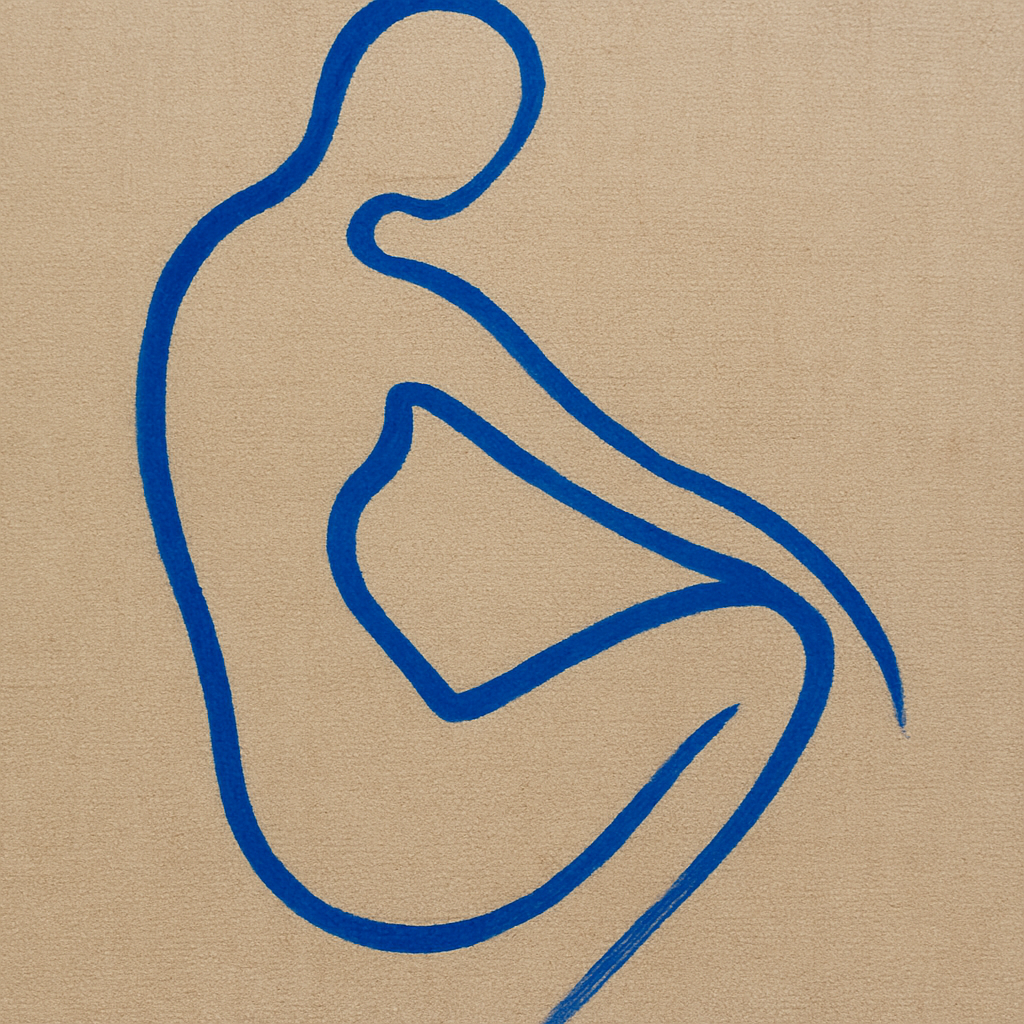 Cobalt Blue & Pale Oat Contour No. 8 - Modern Fine Art Oil Painting - View 1