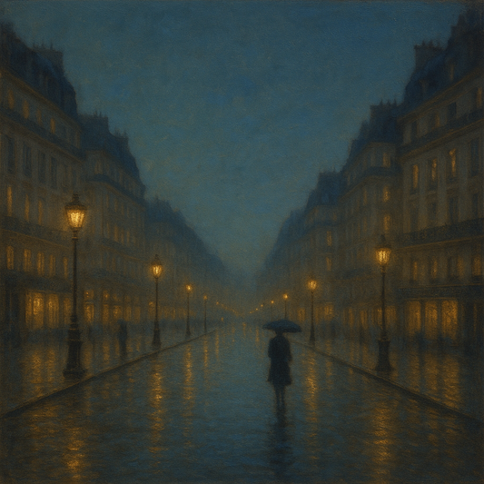 Rainy Parisian Boulevard at Twilight No. 12 Oil Painting - View 1