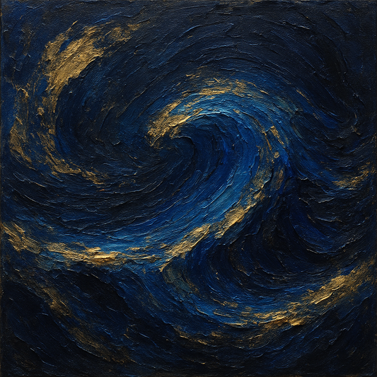 Imperial Sapphire & Midnight Wave No. 3 Oil Painting - 100% Hand-Painted Master Oil Painting