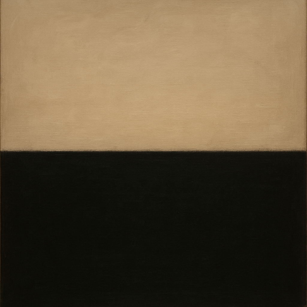 Onyx & Warm Biscuit Horizon No. 9 - Modern Fine Art Oil Painting - View 1