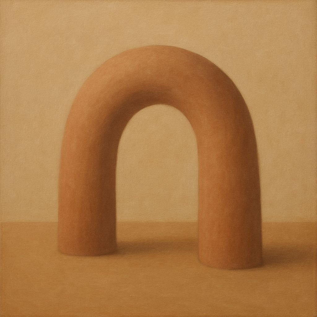 Warm Beige Travertine Arch No. 1 - Modern Fine Art Oil Painting - View 1