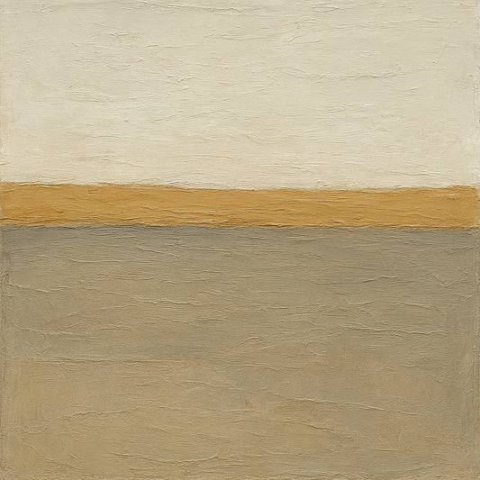 Muted Ochre Horizon Minimalist Oil Painting - View 1
