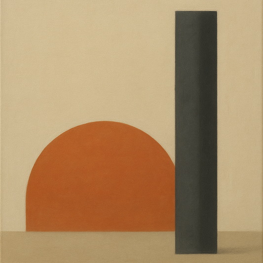 Semicircle Horizon & Minimalist Pillar No. 11 Oil Painting 100% Hand Painted Oil on Belgian Linen Canvas, Original Fine Art Wall Decor