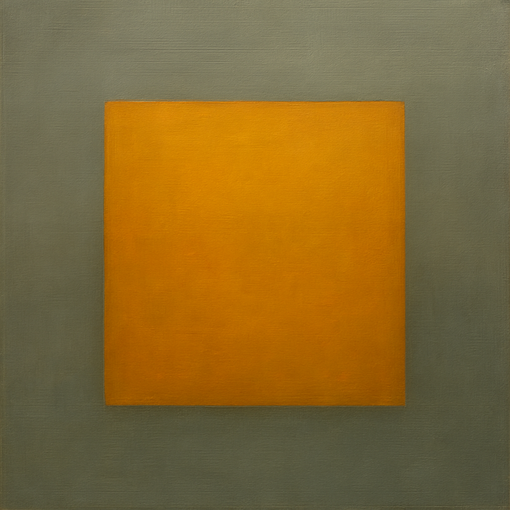 Cadmium Amber & Slate Grey Block No. 10 - Modern Fine Art Oil Painting - View 1