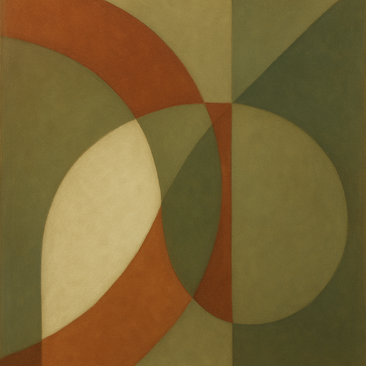 Intersecting Curved Forms in Olive & Rust No. 17 Oil Painting 100% Hand Painted Oil on Belgian Linen Canvas, Original Fine Art Wall Decor
