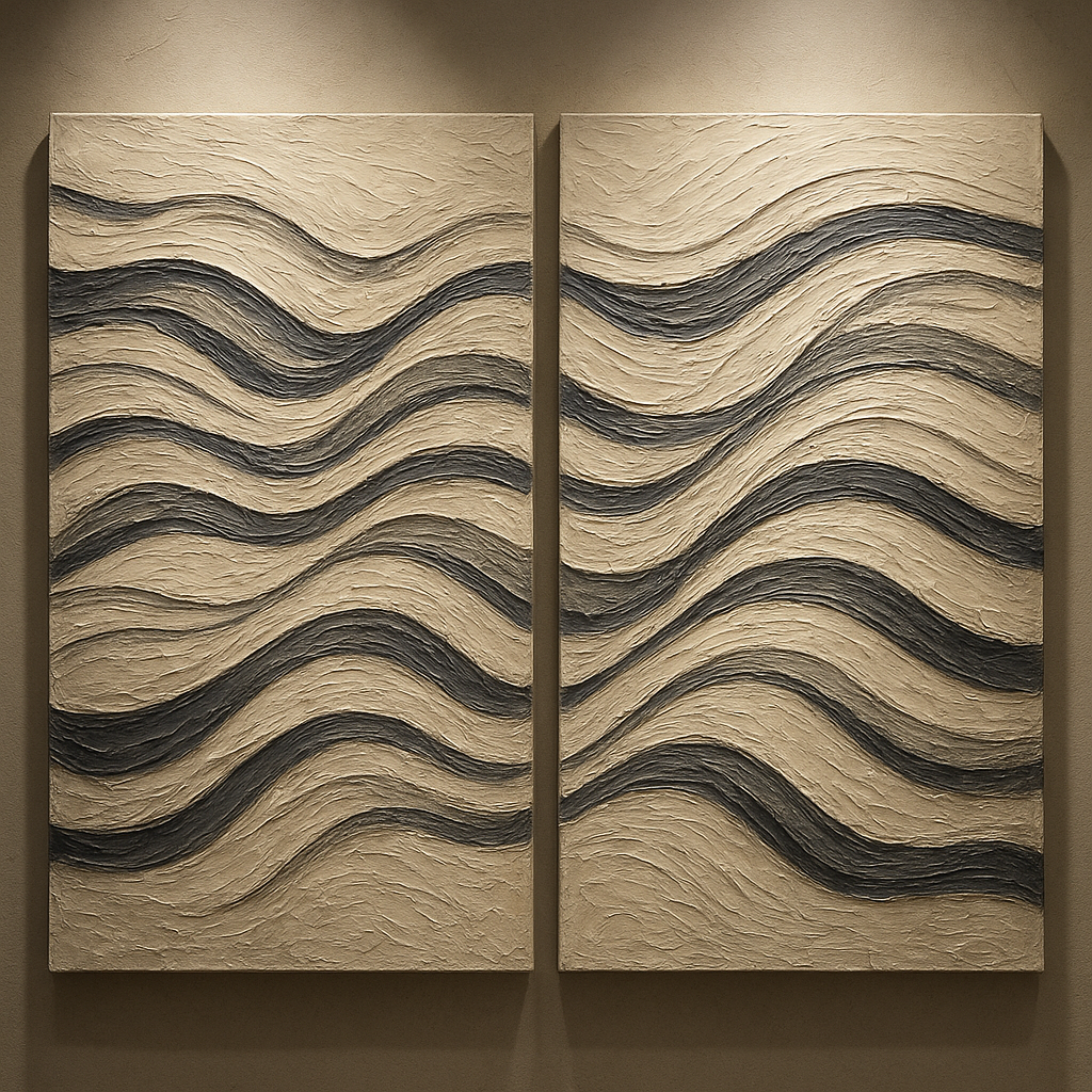 Monochrome Linear Rhythm Diptych Oil Painting - 100% Hand-Painted Master Oil Painting