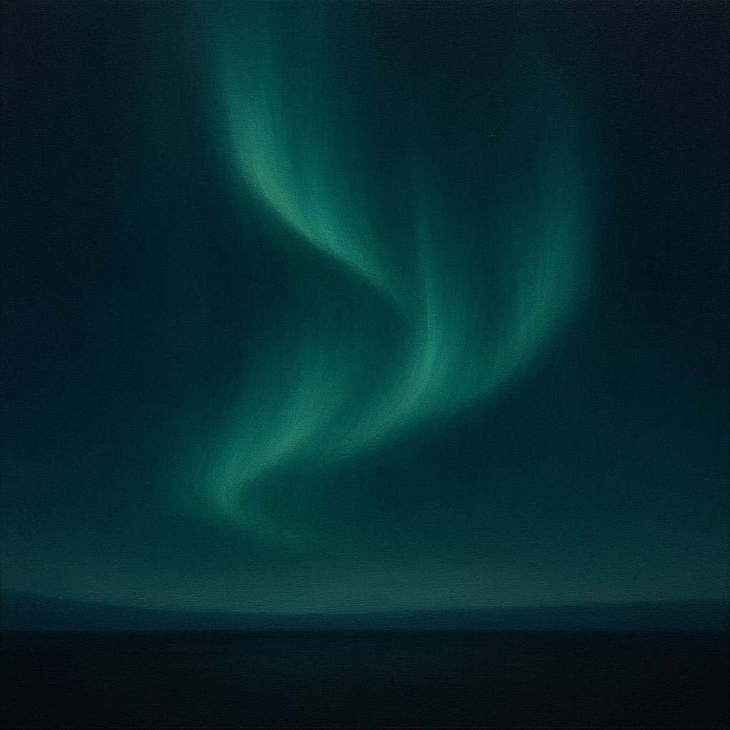 Aurora Borealis Veil in Deep Midnight Indigo No. 2 Oil Painting - View 1