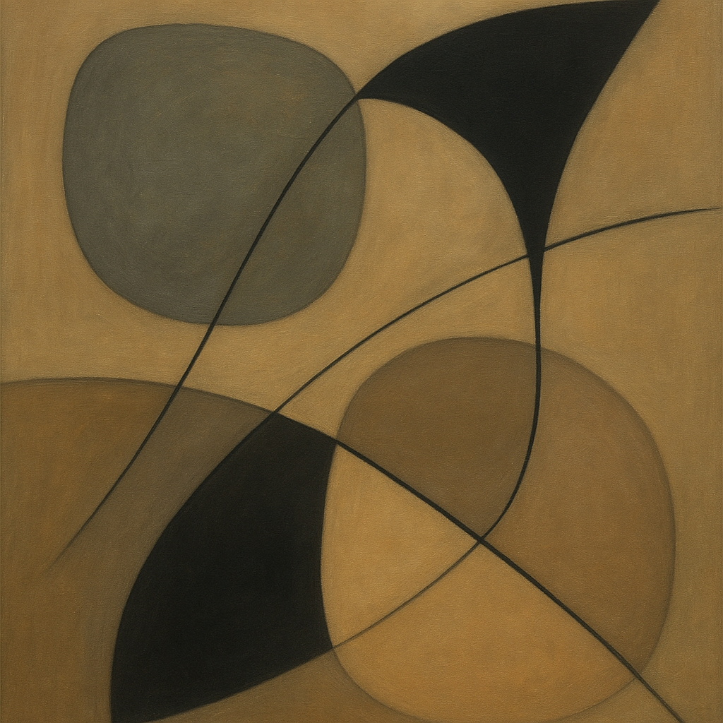Organic Pebble Contours & Slanted Lines No. 13 Oil Painting - View 1