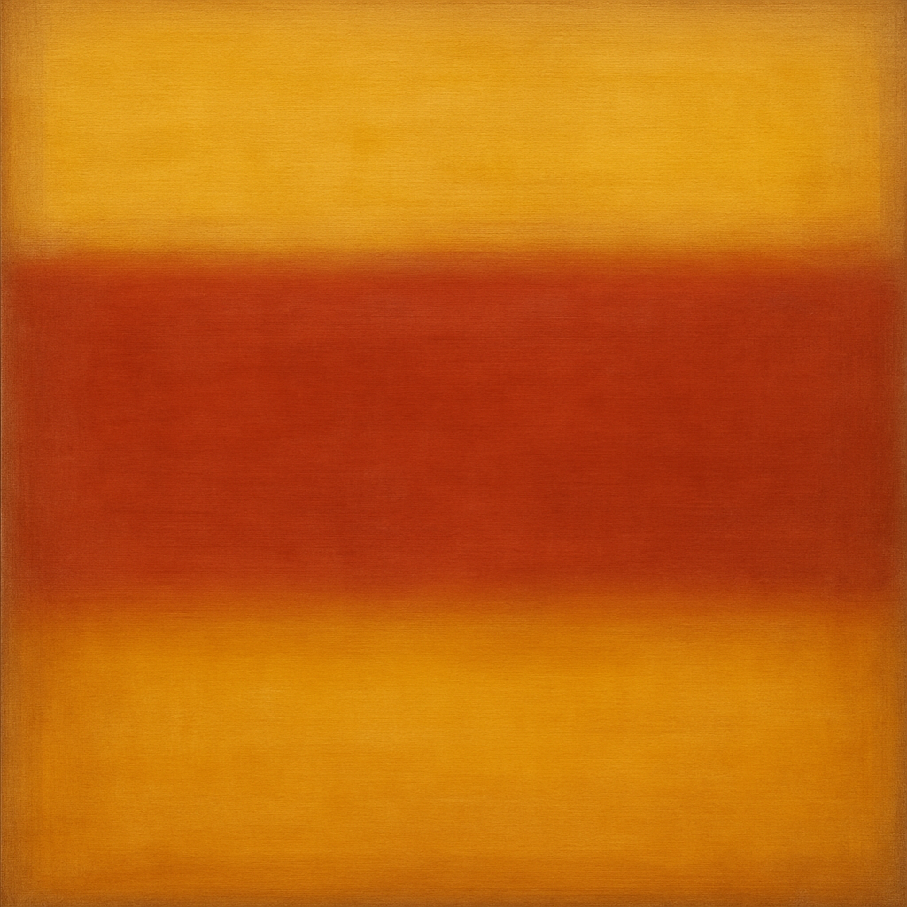 Luminous Ochre & Terracotta Horizon Color Field No. 11 Oil Painting - View 1