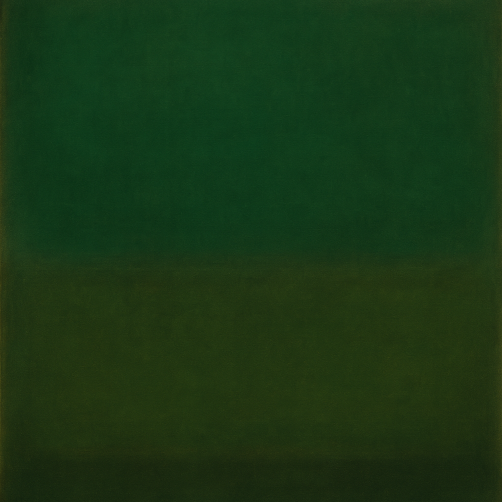 Forest Emerald & Deep Moss Contemplative Field No. 18 Oil Painting - View 1