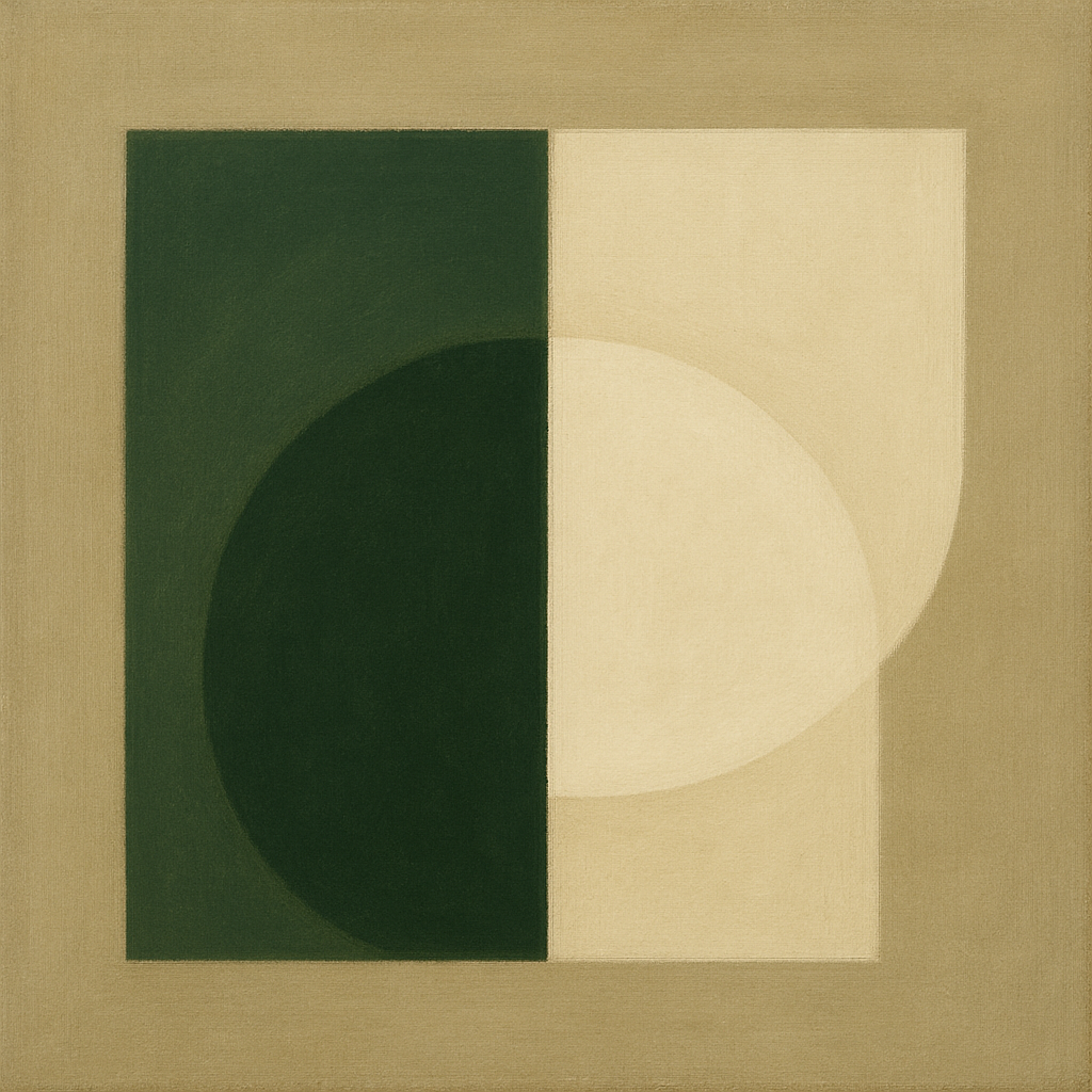 Forest Emerald & Chalk Interlock No. 6 - Modern Fine Art Oil Painting - View 1